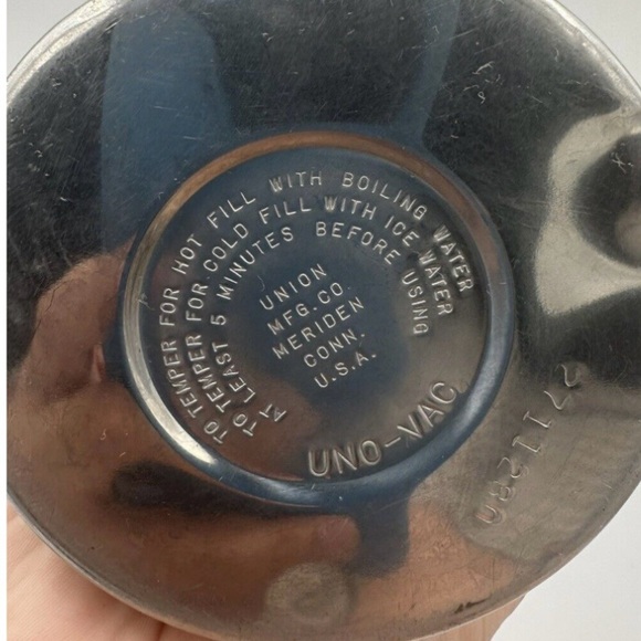 THERMOS VTG Uno-Vac Stainless Steel Vacuum Bottle 1 Qt. WOB UNBREAKABLE CUP TOP - Picture 14 of 16